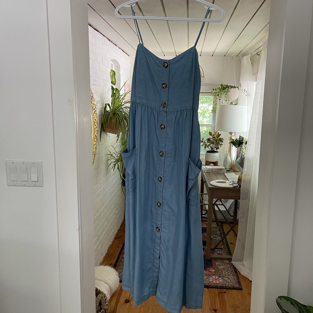 Zara Blue Button Up Midi Dress